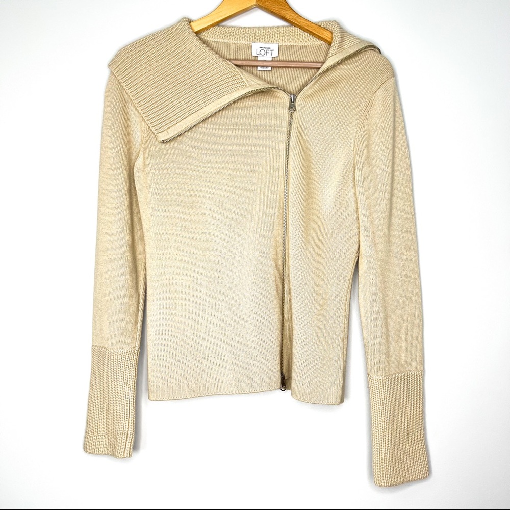 Ann Taylor LOFT Asymmetrical Zip Cardigan